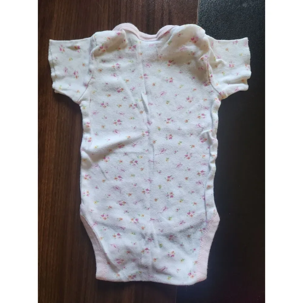Gerber Onesies Baby Girl Small 13-18 lbs White Pink Floral Bodysuit